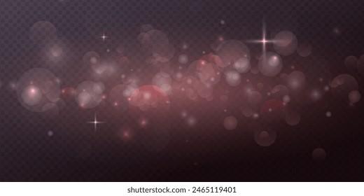 Luz polvorienta. Fondo de efecto de luces de Bokeh. Partículas rojas brillantes. Navidades de fondo de polvo brillante.