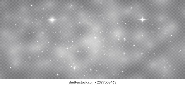 Dust Light PNG.Light Effects Background. Glowing Christmas Dust Backdrop with Bokeh Confetti and Sparkle Overlay Texture, Ideal for Stock and Design Projects.	