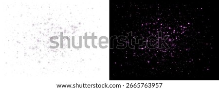 Dust and Lights. Festive Designs.Christmas background of shining dust. Christmas glowing light confetti and spark overlay.Shimmering Dust. Pink png dust light. Bokeh light lights effect background. 