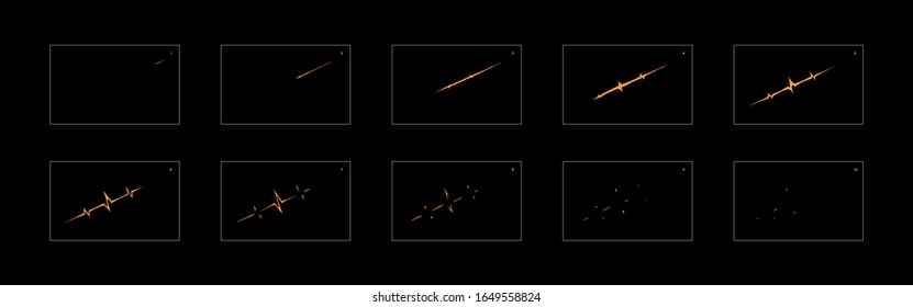 dust line shiny animation effect. frame by frame classic animation sprite sheet for game, cartoon, video, animation or motion