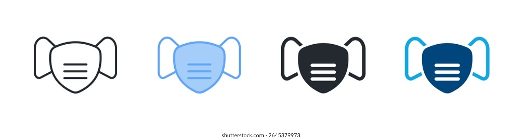 Dust Mask Icon Set Multiple Style. Designed In Outline, Blue, Glyph, Dual Tone