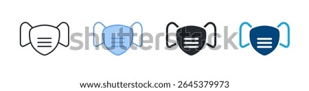 Dust Mask Icon Set Multiple Style. Designed In Outline, Blue, Glyph, Dual Tone