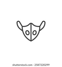 Dust Mask line icon. linear style sign for mobile concept and web design. Protective face mask outline vector icon. Breathing protection symbol, logo illustration. Vector graphics