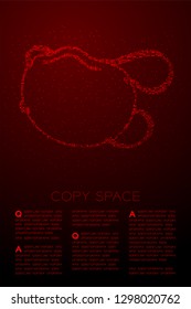 Dust mask or particulate respirator Abstract Geometric Bokeh light circle dot pixel pattern, Pollution PM 2.5 concept illustration isolated on red gradient background with copy space, vector