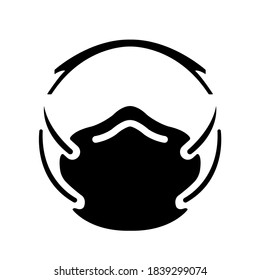 Dust Mask Protection Black Icon,Vector Illustration, Isolated On White Background Label. EPS10