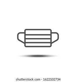 Dust mask thin line icon, 64x64 pixel perfect icon, small shadow on white background