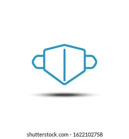 Dust mask thin line icon, 64x64 pixel perfect icon, small shadow on white background