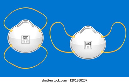 Dust mask, Various types of n95, industrial mask, protect from PM2.5 , flat vector illustration.