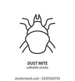 Dust mite line icon. Domestic parasite symbol. Editable stroke. Vector illustration.