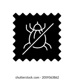 Dust mite proof textile quality black glyph icon. Fabric feature. Health care fiber property. Special material characteristic. Silhouette symbol on white space. Vector isolated illustration