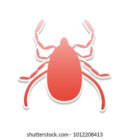 Dust mite sign illustration. Vector. Reddish icon with white and gray shadow on white background. Isolated.