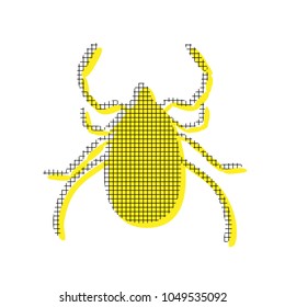 Dust mite sign illustration. Vector. Yellow icon with square pattern duplicate at white background. Isolated.