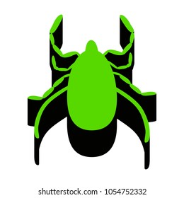 Dust mite sign illustration. Vector. Green 3d icon with black side on white background. Isolated.