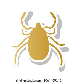 Dust mite sign illustration. Vector. Golden gradient icon with white contour and rotated gray shadow at white background.