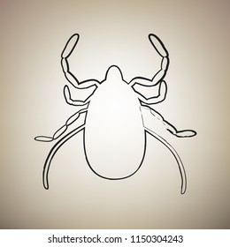 Dust mite sign illustration. Vector. Brush drawed black icon at light brown background.
