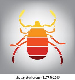 Dust mite sign illustration. Vector. Horizontally sliced icon with colors from sunny gradient in gray background.