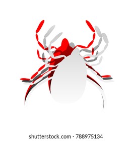 Dust mite sign illustration. Vector. Detachable paper icon with red body stock. Isolated.