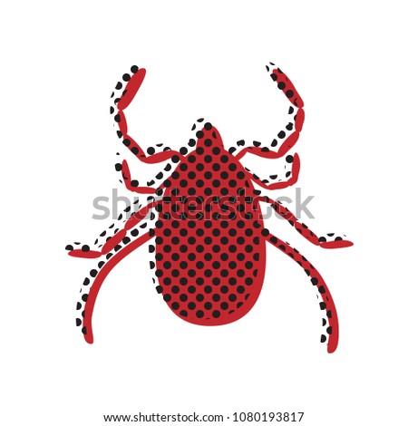 Dust mite sign illustration. Vector. Brown icon with shifted black circle pattern as duplicate at white background. Isolated.