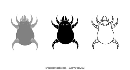 Iconos de ácaros de polvo establecen la ilustración vectorial. Insectos microscópicos peligrosos