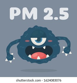 Dust Monster Vector. Cartoon PM2.5 dust that are harmful to the health of people inhaling the body.