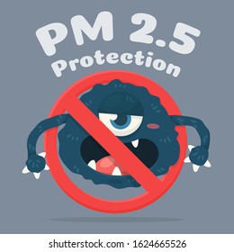 Dust Monster Vector. Cartoon PM2.5 dust that are harmful to the health of people inhaling the body.