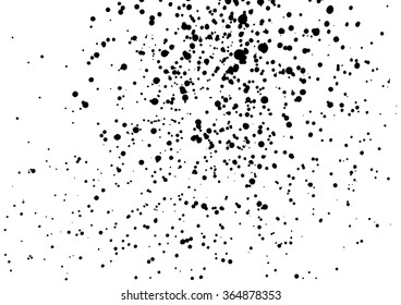 Dust overlay, distress grunge dirty grain vector texture, Simply Grainy grunge black abstract texture effect on a white background. Black ink blow explosion on black background. Paint spray, drop.
