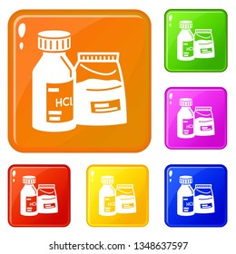Dust pack icons set collection vector 6 color isolated on white background