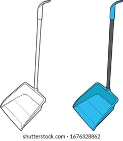 Dust pan detail Vector drawing general household object, art line, out line drawing. 