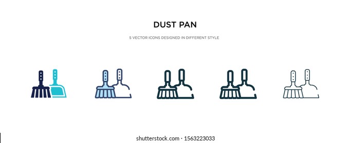 dust pan icon in different style vector illustration. two colored and black dust pan vector icons designed in filled, outline, line and stroke style can be used for web, mobile, ui