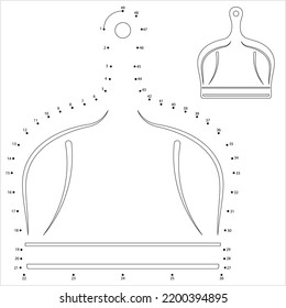 Dust Pan Icon Dot To Dot, Dust Cleaning Collecting Utensil Vector Art Illustration
