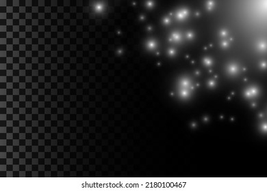Dust particle background with light and stars explosion on transparent background
