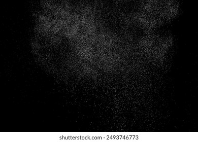 Schneefall-Effekt-Overlay. Weißer Schneefall isoliert auf schwarzem Hintergrund. Schneeschneesturm. Regentropfen. Abstrakte Wassermuster-Textur. Vektorillustration, EPS 10.