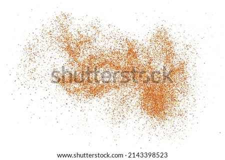 Dust particle powder texture abstract background. Orange gold scattered spray effect vector design. Explosion cloud pattern illustration