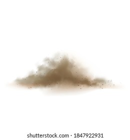 Dust Particles Grains Of Sand Explosion Vector. Sea Coast Natural Beach Sandy Dust, Desert Wind Splash Effect. Air Smoke Environmental Pollution Texture Template Realistic 3d Illustration