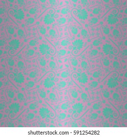 Dust pink geometrical seamless pattern in floral style.