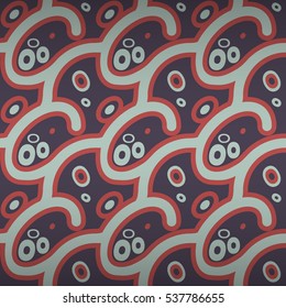 Dust purple decorative seamless pattern in tribal style. Complex puzzle repeatable backdrop. Bright, graphic design for ads, banner, carpet or other purpose. Actual decor.