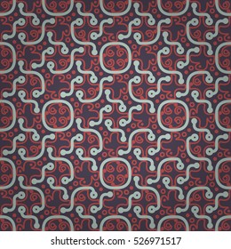 Dust purple geometric seamless pattern background in doodle style. Clean mosaic repeatable backdrop. Actual decor. Shining, graphical design for wallpaper, surface, web or other purpose.