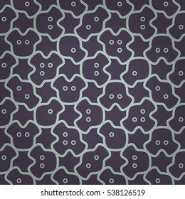 Dust purple geometric seamless pattern in tracery style. Tangled tessellated repeatable backdrop. Colored, graphic design for curtain, wallpaper, web or other purpose. Actual motif. Vector background.
