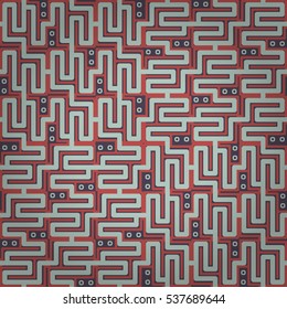 Dust purple geometrical seamless pattern in maze style. Colored, contrast design for banner, ads, carpet or other purpose.