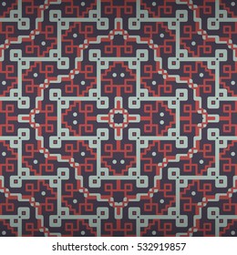 Dust purple ornamental seamless pattern background in tribal style. Actual texture.