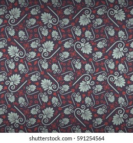 Dust purple ornamental seamless pattern in ancient style.