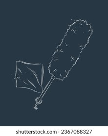 Dust remover tool and wipes drawing in graphic style on blue background