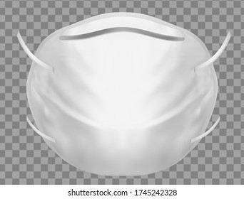 Dust respirator. White protective face mask
