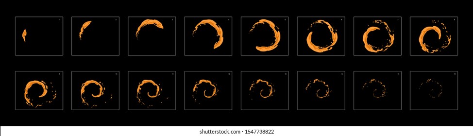 dust ring loop effect sprite sheet or animation frames. frame by frame classic animation for cartoon, mobile games, motion graphic or animation.