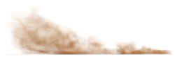 Dust Sand Cloud On A Dusty Road From A Car. Scattering Trail On Track From Fast Movement. Transparent Realistic Vector Stock Illustration