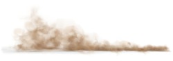 Dust Sand Cloud On A Dusty Road From A Car. Scattering Trail On Track From Fast Movement. Transparent Realistic Vector Stock Illustration