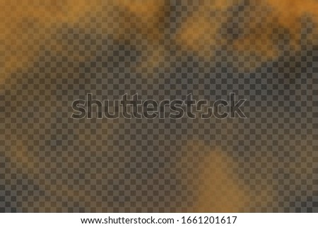 Dust sand cloud on a dusty road from a car. Scattering trail on track from fast movement. Transparent realistic vector stock illustration