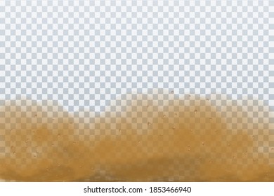 Dust  sand cloud with particles with dirt,cigarette smoke, smog, soil and   particles.Vector isolated on transparent background. Concept house cleaning, air pollution,big explosion,desert sandstorm.
