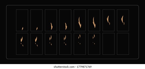 Dust sparks animation. Flame effect sprites sheet for games, video, animation or motion design. Brown color dust sparks animation. EPS10 vector illustration.