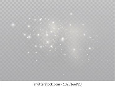 The dust sparks and golden stars shine with special light. Vector sparkles on a transparent background. Christmas light effect. Sparkling magical dust particles.